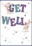 This get well card sparkles with animated joy and heartfelt tenderness, its illustrated duo-a teddy bear and a floppy-eared puppy-capturing the comforting energy of Hemel Hempstead at its kindest. Together, they grasp and balance the vivid, oversized letters that spell 'Get Well,' their faces radiating quiet encouragement and playful hope. Indigo, teal, and plum tones bring lively depth to the bold text, shining against a buttery cream background reminiscent of dawn over Gadebridge Park. Stars in shades of sapphire and lavender twinkle throughout, giving the scene a magical, healing atmosphere. The soft fur textures are inviting-almost tangible-invoking the same emotional warmth as a hand-delivered bouquet from a local florist. This card promises more than words: it is an embrace for the senses and spirit, the type of thoughtful gesture cherished by friends and neighbours in Hemel Hempstead when they wish to share comfort and brighten a challenging day.